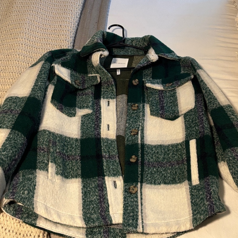 Avec Les Filles Green and White Plaid Jacket